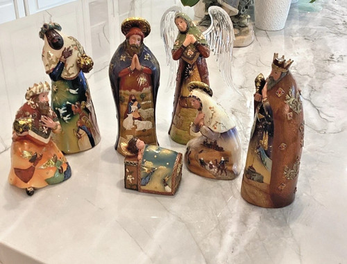 Rare hand painted nativity - 10",